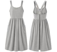 Uaussi Cotton Linen Apron Cross Back Work Apron for Women with Pockets Pinafore Dress X Cross Halter Apron for Chef Gardening