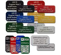 UAV-ID - Drone Licence Plate - UAV Registration Plate, Operator Number, Flyer ID or e-ID, 20 x 8 mm, up to 3 Lines, Silver anodised Aluminium with Laser Engraving