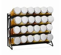 UAVAUI 4 Tier Spice Rack, Seasoning Storage Rack with Adhesive Hooks Kitchen Seasoning Sorting and Storage, Suitable for Cabinets, Kitchen Countertops, Wall