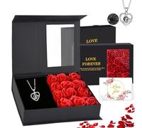 UAVAUI Gifts for Mum, Eternal Flowers Rose with I Love You Necklace in 100 Languages for Mom Wife Girlfriend Her on Anniversary Mothers Day Valentines Day Christmas Birthday