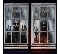 UAVAUI Halloween Window Decorations, 2 Pcs Horror Male and Female Ghost Window Decorations, Wall Decor Covers for Halloween Horror Haunted House Party Decor