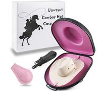 Uawsyut Cowboy Hat Case for Travel, Crushproof Box for Panama & Tweed, Hat Carrier with Adjustable Strap, Fedora Hat Storage For Travel Outdoors and Home(Upgrade Large) (Pink)