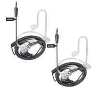 UAYESOK 1-Pin 3.5mm Listen Only Covert Radio Earpiece for Speaker Mic 2 Pcs | air acoustic coiled tube; single pin 3.5 jack headphone; mono headset; in-ear mushroom eartip; Receiver Only; for security