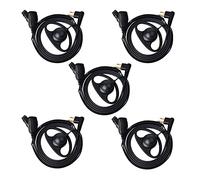 UAYESOK 2-Pin D Shape Radio Earpiece for Motorola CP040 5 Pcs with PTT Mic | D Ring Earhook over ear, Walkie talkie headset with PTT microphone; compatible with Motorola DP1400 XT420 XT460 Hytera PD405
