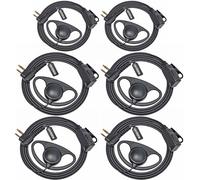 UAYESOK 2 Pin D Shape Radio Earpiece for Motorola CP040 DP1400 GP88 GP300 XT420 XT460 Hytera PD405 PD505 BD505 Walkie Talkie, Security Guard Radio Headset with PTT Mic Microphone (6 pcs)