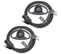 UAYESOK 2 Pin D Shape Radio Earpiece for Motorola CP040 DP1400 GP88 GP300 XT420 XT460 Hytera PD405 PD505 BD505 Walkie Talkie, Security Guard Radio Headset with PTT Mic Microphone (2 pcs)