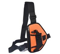 UAYESOK Walkie Talkie Chest Harness, Radio Shoulder Holder Pocket, Universal Portable Vest Bag Case with Adjustable Nylon Strap for Motorola Baofeng Icom Midland President Two Way Radio (Orange Plus)