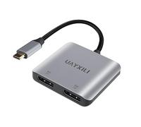 UAYXILI - USB C to Dual DisplayPort Adapter 8K@60Hz, DP Splitter 1 in 2 Extended Display Output for Windows, Type C to 2 DP MST Hub for Dual Monitors Compatible with XPS 13/15, Lenovo,
