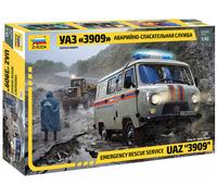 Uaz 3909 Emergency Rescue Car 100% New Molds 1:43 Plastic Model Kit ZVEZDA