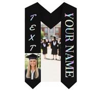 UAZEO Personalized Graduation Stole Class of 2026 Custom Graduation Sash Graduation Stole Customized Photo Name Text and Logo (Style - 5)