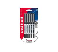 UB-150 Eye Micro Rollerball Pens, Black Uni Super Ink, .5mm Nib, Package of 5