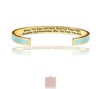 UBALDI Don't Let The Hard Days Win Color Bangle, when the days get hard bracelet-Inspirational Bracelets, Engraved Mantra Cuff Bangle, Bracelet Engraved With Hidden Inspirational Message (B-Pink Box)