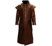 UbAli Mens Real Leather Long Coat T7 Brown 5XL