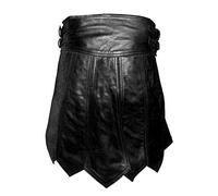 UBAll Mens Sexy Black Real Leather Gladiator Kilt Gay Club Wear Larp Love W42 X 20"