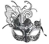 Ubauta Sliver/Black Butterfly Rhinestone Metal Venetian Women Mask for Masquerade/Mardi Gras Party/Sexy Costume Ball/Wedding
