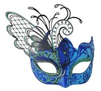 Ubauta Various Butterfly Rhinestone Metal Venetian Women Mask for Masquerade/Mardi Gras Party/Sexy Costume Ball/Wedding (Cyan blue Butterfly)