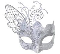 Ubauta Various Butterfly Rhinestone Metal Venetian Women Mask for Masquerade/Mardi Gras Party/Sexy Costume Ball/Wedding (Silvery White Butterfly)