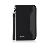 UBAYEE Family Passport Holder for 4 - RFID Blocking Travel Wallet with Hidden AirTag Pocket, SIM Card Holder & Eject Pin, Secure Document Organizer - Black