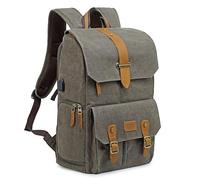 UBAYMAX Camera Backpack Bag for Canon Nikon Sony DSLR SLR Lens, Large Professional Photographer Canvas Camera Rucksack Bag with 15.6” Laptop Compartment, Tripod Holder, USB Charging Port (Green)