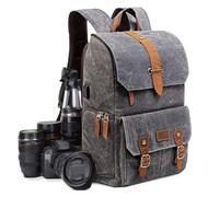 UBAYMAX Camera Backpack Bag for Canon Nikon Sony DSLR SLR Lens, Large Professional Photographer Canvas Camera Rucksack Bag with 15.6” Laptop Compartment, Tripod Holder, USB Charging Port (Grey)