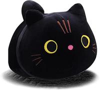 Ubaywey Black Cat Plush Kawaii Cat Pillow Black Cat Stuffed Animal Plushies Cute Round Eyes Age 3+ Kitten Plush Doll Toy for Friend Birthday Valentine Christmas (13.7 inch)