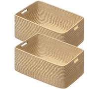 UBBCARE 2 Pack Large Woven Storage Baskets for Organizing, Clothes/Towel/Sweater Organizer for Closet, Storage Baskets Bins for Shelves, Blanket Basket, 17''Lx13''Wx7.5''H, Brown