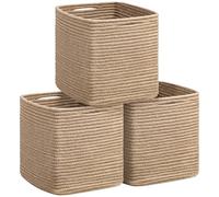UBBCARE Storage Cubes, 11 inch Cube Storage Bins with Handles, 3 Pack Cotton Rope Baskets for Organizing, Storage Baskets for Shelves, Closet, Toys, Jute