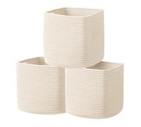 UBBCARE Storage Cubes, 13 inch Cube Storage Bins with Handles, 3 Pack Cotton Rope Baskets for Organizing, Storage Baskets for Shelves, Closet, Toys, Beige