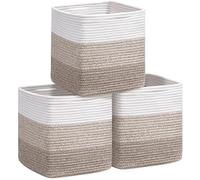 UBBCARE Storage Cubes, 13 X 13 X 13 inch Cube Storage Bins for Organizing,3 Pack Cotton Rope Baskets with Handles, Storage Baskets for Shelves, Closet, Toy Bins- Gradient Brown