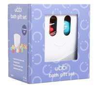 Ubbi Baby Bath Time Essential Gift Set, Stand Up Draining Bath Toy Bin, Dishwasher Safe, White