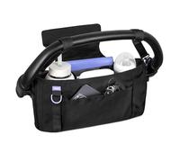 Ubbi Fleuri Anywhere Stroller Organizer, Features Front Zippered Pocket, 2 Cup Holders, Mesh Bag, Fits Most Strollers, Licorice