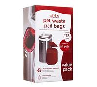 Ubbi Pet Waste Pail Bags, Cat Litter Box Cleaning Solution, Red 75ct Value Pack