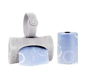 Ubbi Retractable On the Go Bag Dispenser for Baby Travel, Nappy Bag Accessory, Must Have for Newborn, Gift For New And Expecting Parents, Includes 24 Disposable Lavender Scented Bags, Grey