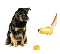 Ubbi Stainless Steel Insulated Portable 32 oz. Water Bottle for Dogs and Owners with Attached Dog Bowl, Yellow