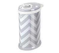 Ubbi Stainless Steel Nappy Bin, Odour Locking, No Special Bag Required, Award-Winning Diaper Pail, Cassette Free Disposal System, Grey Chevron