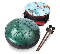 Ubblove Steel Tongue Drum 11 Notes 6 inch Handpan Drum Percussion Instruments with Mallets Bag for Meditation Musical Education Concert Party Gifts - Green