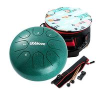 Ubblove Steel Tongue Drum for Kids: 8 Notes 6 Inches Key of C Metal Steel Drums Instrument with Bag for Meditation, Yoga, musical education, zen tone (Green)
