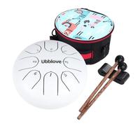 Ubblove Steel Tongue Drum Instruments: 6 Inch 8 Notes Key of C Metal Steel Drums with Bag - Percussion Instrument Music Education, Relaxation, Meditation and Gift (White)