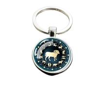 UBBVPKY 12 Constellation Keychains - Zodiac Sign Glass Double-Sided Design Pendant Key Chains Birthday Astrology Gift Car Keyring Accessory Ari One Size