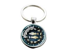 UBBVPKY 12 Constellation Keychains - Zodiac Sign Glass Double-Sided Design Pendant Key Chains Birthday Astrology Gift Car Keyring Accessory Pisc One Size