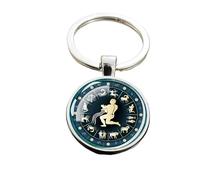 UBBVPKY 12 Constellation Keychains - Zodiac Sign Glass Double-Sided Design Pendant Key Chains Birthday Astrology Gift Car Keyring Accessory Aquarius One Size