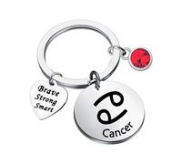 UBBVPKY 12 Zodiac Sign Key Chain Twelve Constellations Key Ring Fashion Birthstone Charm Pendant Horoscope Car Keychains Bag Accessories Gifts for Women Men Birthday Cancer One Size