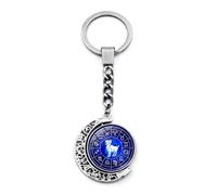 UBBVPKY 12 Zodiac Sign Luminous Keychain - Double Sided Rotation Moon Pendant Constellation Keyring, Women Men Glow In The Dark Key Chain for Car Bag Key Ring Ari One Size