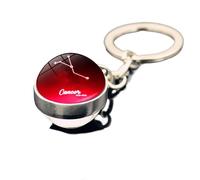 UBBVPKY Astrology 12 Constellation Keychain - Zodiac Sign Ouble Sided Glass Cabochon Ball Pendant Key Ring, Car Keyring Horoscope Keychain Gift for Friendship Women Men Cancer One Size