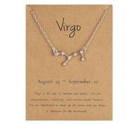 UBBVPKY Constellation Necklace 12 Zodiac Signs Pendant Necklace Horoscope With Diamond Constellations Astrology Necklaces Birthday Jewelry Gifts for Women Men Virgo