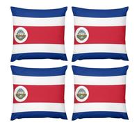 UBBVPKY Costa Rica Flag Printed Cushion Covers 45X45 Cm Set of 4 National Flag Style Cushion Cases Square Decorative Throw Pillow Covers For Sofa Couch Bedroom Home