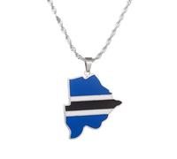 UBBVPKY Fashion Botswana Map Necklaces For Women Men - Map Pendant Necklace Unisex Geometric Pendant Ethnic Style Charm Necklace Jewelry Gifts White 60 CM