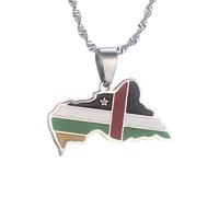 UBBVPKY Fashion Central African Republic Map Necklaces For Women Men - Map Pendant Necklace Unisex Geometric Pendant Ethnic Style Charm Necklace Jewelry Gifts White 50 CM