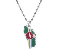 UBBVPKY Fashion Dominican Republic Map Necklaces For Women Men - Map Pendant Necklace Unisex Geometric Pendant Ethnic Style Charm Necklace Jewelry Gifts White 60 CM