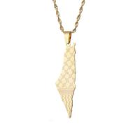 UBBVPKY Fashion Israel Palestine Pendant Necklace - Novelty Smooth Pattern Charm Clavicle Chain Adjustable Chain Patriotic Jewellery For Women Girl Men Yellow-B 60 CM